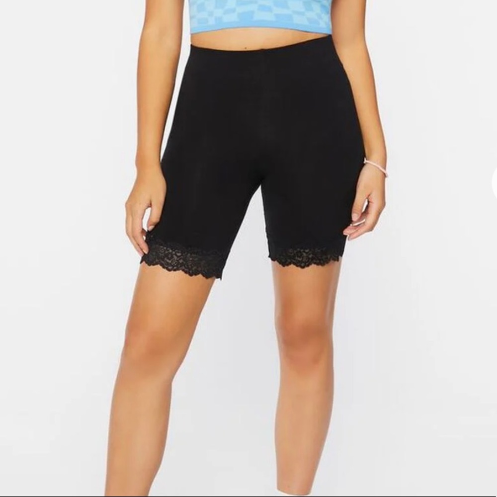 Lace-Trim Biker Shorts